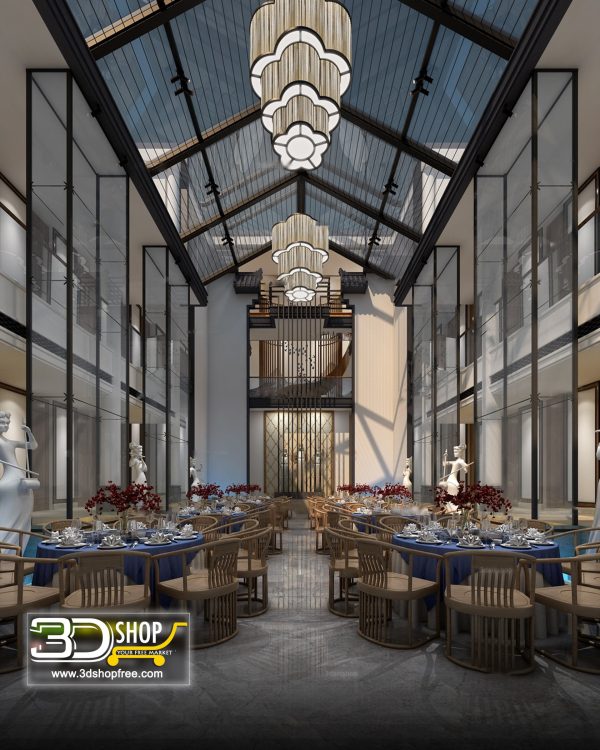 Chinese style Cafe & Restaurant Interior Scene 031