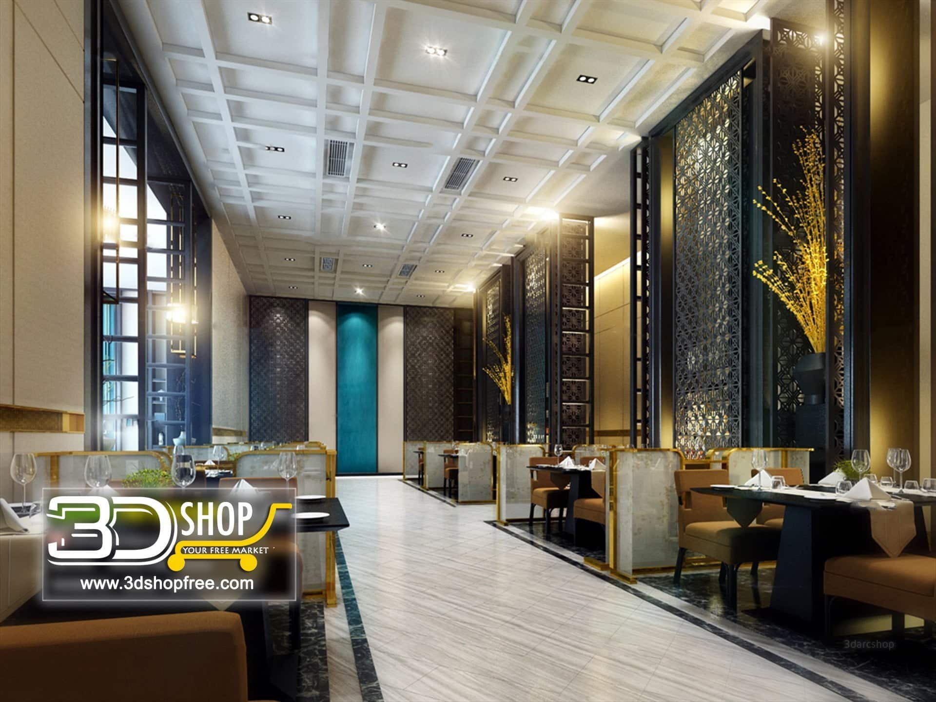 Cafe & Restaurant Interior Scene Free Download
