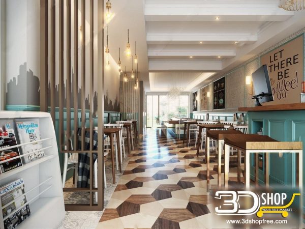 Modern style Cafe  & Restaurant Interior Scene 235