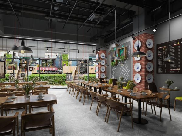 Modern style Cafe & Restaurant Interior Scene 236