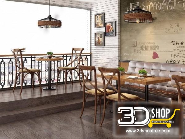 Modern style Cafe & Restaurant Interior Scene 237