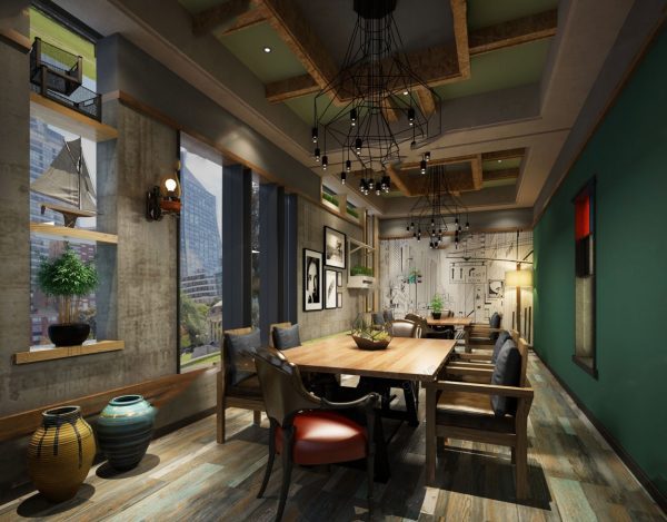 Modern style Cafes & Restaurant Interior Scene 249