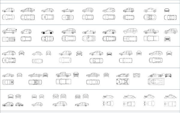 002-Vehicles-Cad-Blocks-Cars-Elevation & Plan
