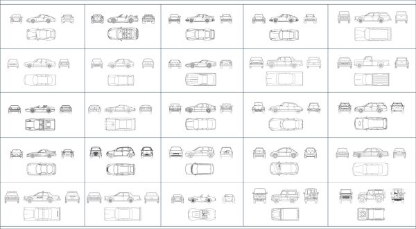 003-Vehicles-Cad-Blocks-Cars-4 Views