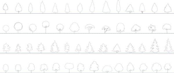 007-Vegetation-Cad-Blocks-Simple-Trees-Elevation