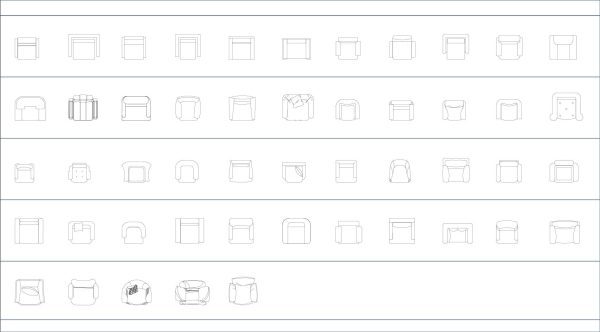 008-Furniture-Cad-Blocks-Armchairs-Plan
