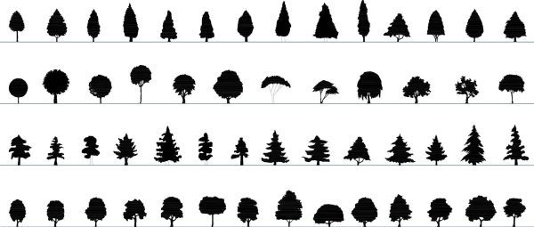 009-Vegetation-Cad-Blocks-Simple-Trees-Elevation-Grey-Color
