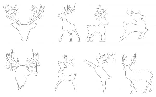 Reindeer Outline Cad Blocks 001