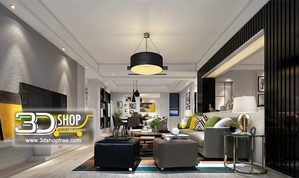 Living Room 3d Max Interior Scene 060