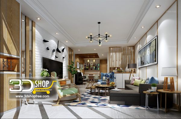 Living Room 3d Max Interior Scene 062