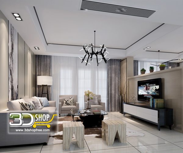 Living Room 3d Max Interior Scene 063