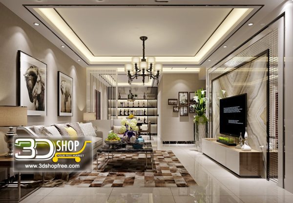 Living Room 3d Max Interior Scene 064