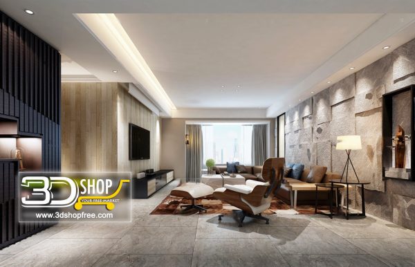 Living Room 3d Max Interior Scene 066