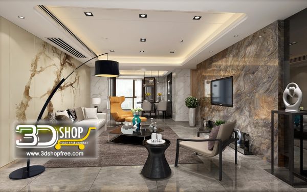 Living Room 3d Max Interior Scene 068