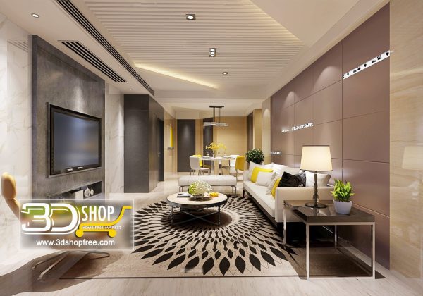 Living Room 3d Max Interior Scene 069