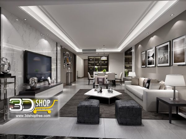 Living Room 3d Max Interior Scene 070