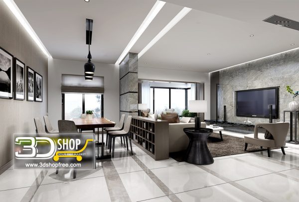 Living Room 3d Max Interior Scene 071