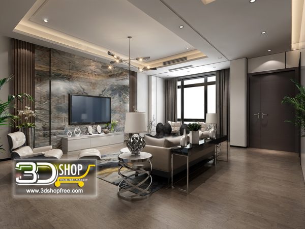 Living Room 3d Max Interior Scene 074