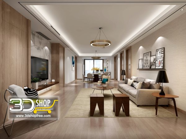 Living Room 3d Max Interior Scene 075