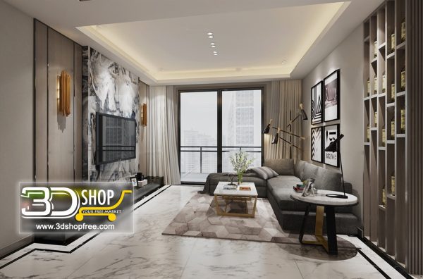 Living Room 3d Max Interior Scene 078