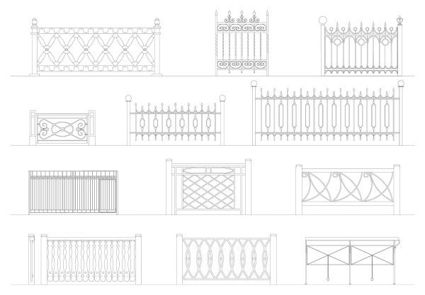 078-Wrought_Iron_Railings_2-Cad-Blocks