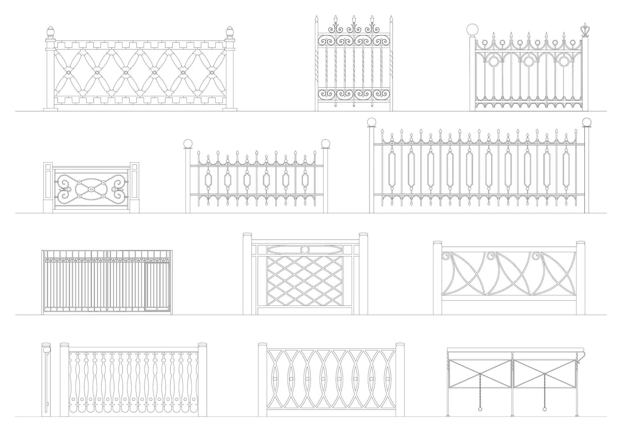 Cad Block Steel Railing 078-Wrought_Iron_Railings_2-Cad-Blocks – 3dshopfree