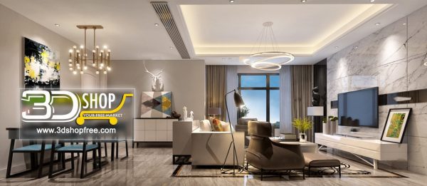 Living Room 3d Max Interior Scene 084