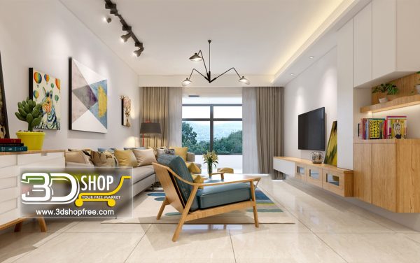 Living Room 3d Max Interior Scene 085