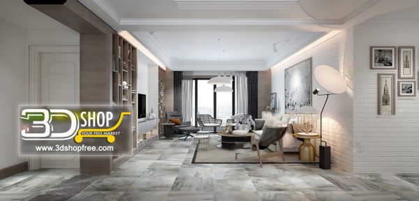 Living Room 3d Max Interior Scene 086