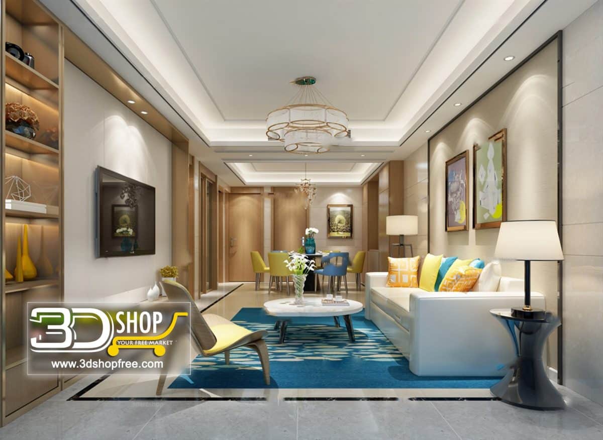 Living Room 3d Max Interior Scene