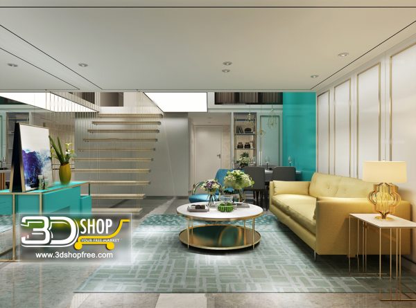Living Room 3d Max Interior Scene 091