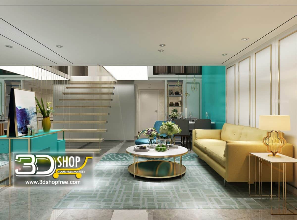 Living Room 3d Max Interior Scene
