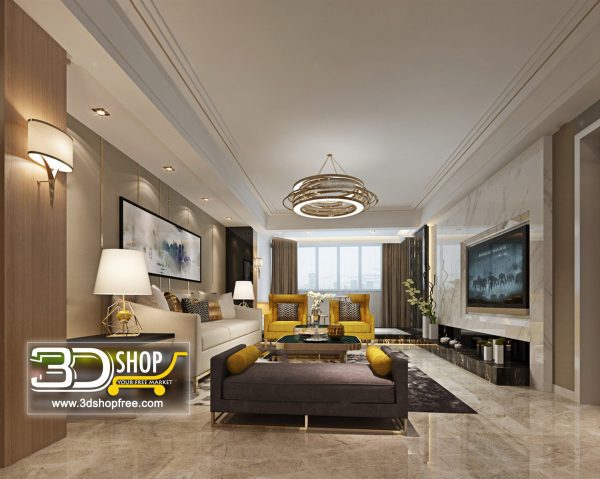 Living Room 3d Max Interior Scene 095