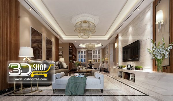 Living Room 3d Max Interior Scene 096