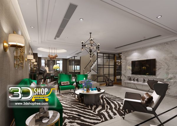 Living Room 3d Max Interior Scene 097