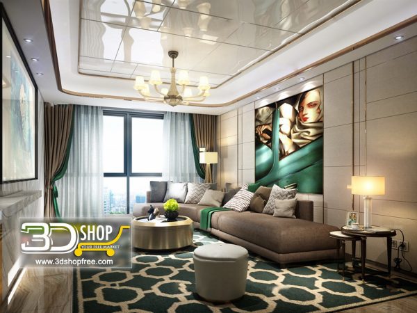 Living Room 3d Max Interior Scene 098