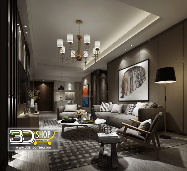 Living Room 3d Max Interior Scene 099