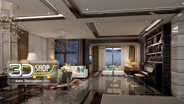 Living Room 3d Max Interior Scene 108