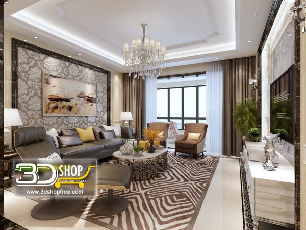 Living Room 3d Max Interior Scene 120