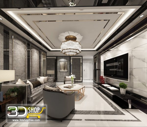 Living Room 3d Max Interior Scene 124