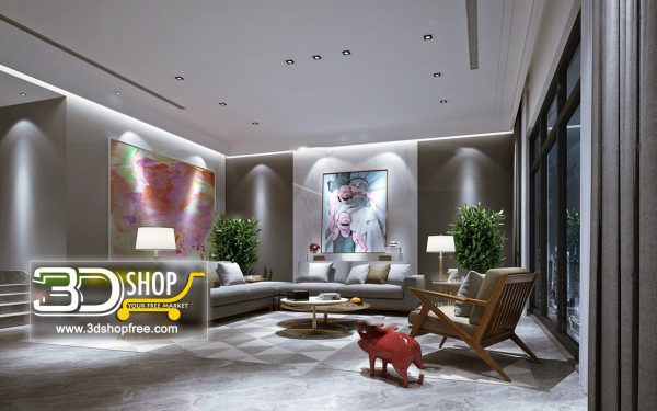 Living Room 3d Max Interior Scene 126