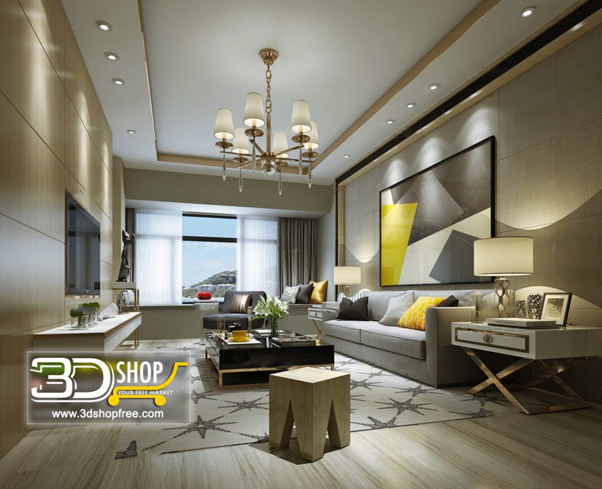 Living Room 3d Max Interior Scene