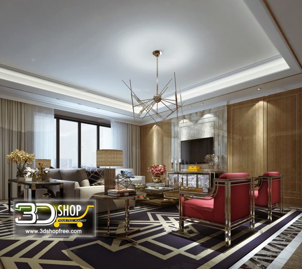 Living Room 3d Max Interior Scene 132