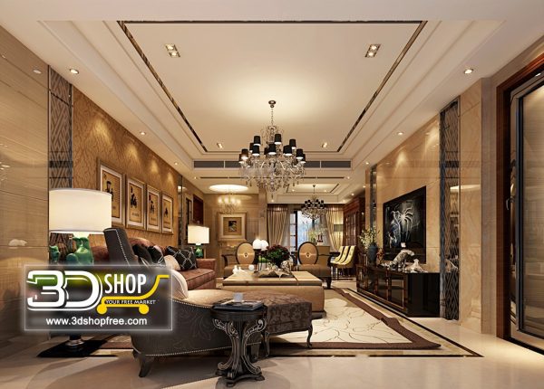 Living Room 3d Max Interior Scene 137