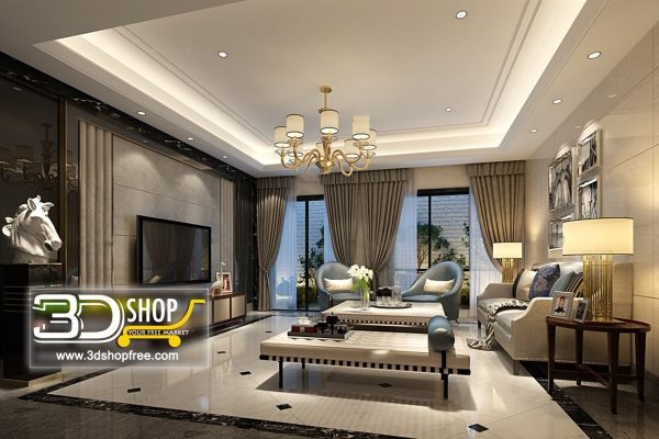 Living Room 3d Max Interior Scene 140