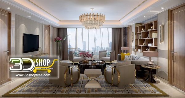 Living Room 3d Max Interior Scene 154