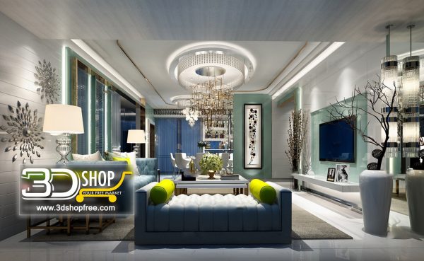 Living Room 3d Max Interior Scene 157