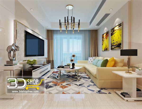 Living Room 3d Max Interior Scene 162