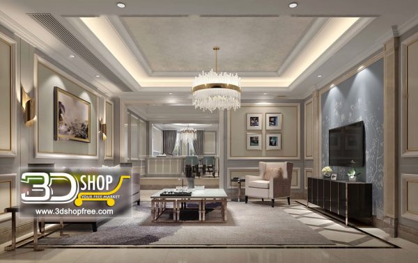 Living Room 3d Max Interior Scene 163