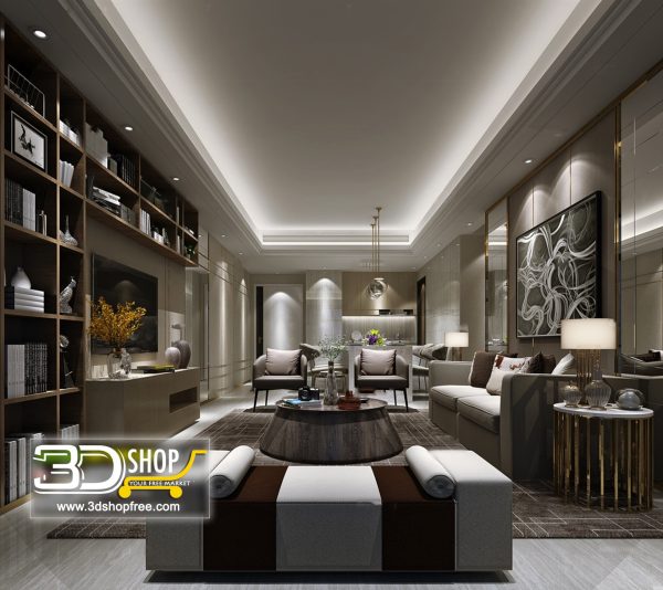 Living Room 3d Max Interior Scene 166